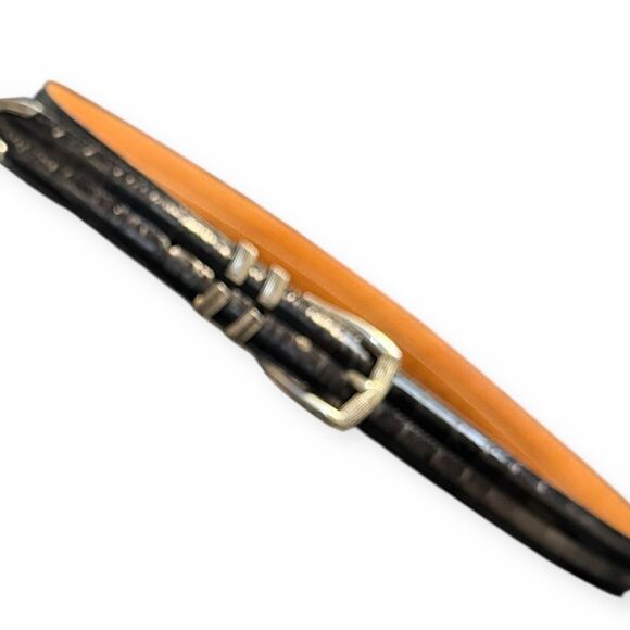 MARTIN DINGMAN Men’s Black Alligator Grain Leather Belt Size 36 (90 cm) - Picture 3 of 7